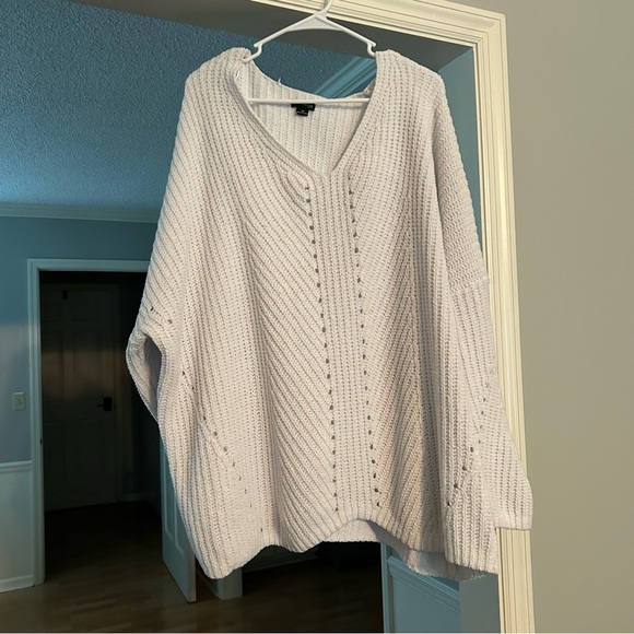New Directions Cream V-Neck Sweater - Picture 1 of 4